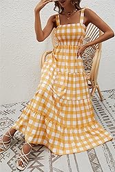 kinstell Women's Summer Boho Spaghetti Strap Square