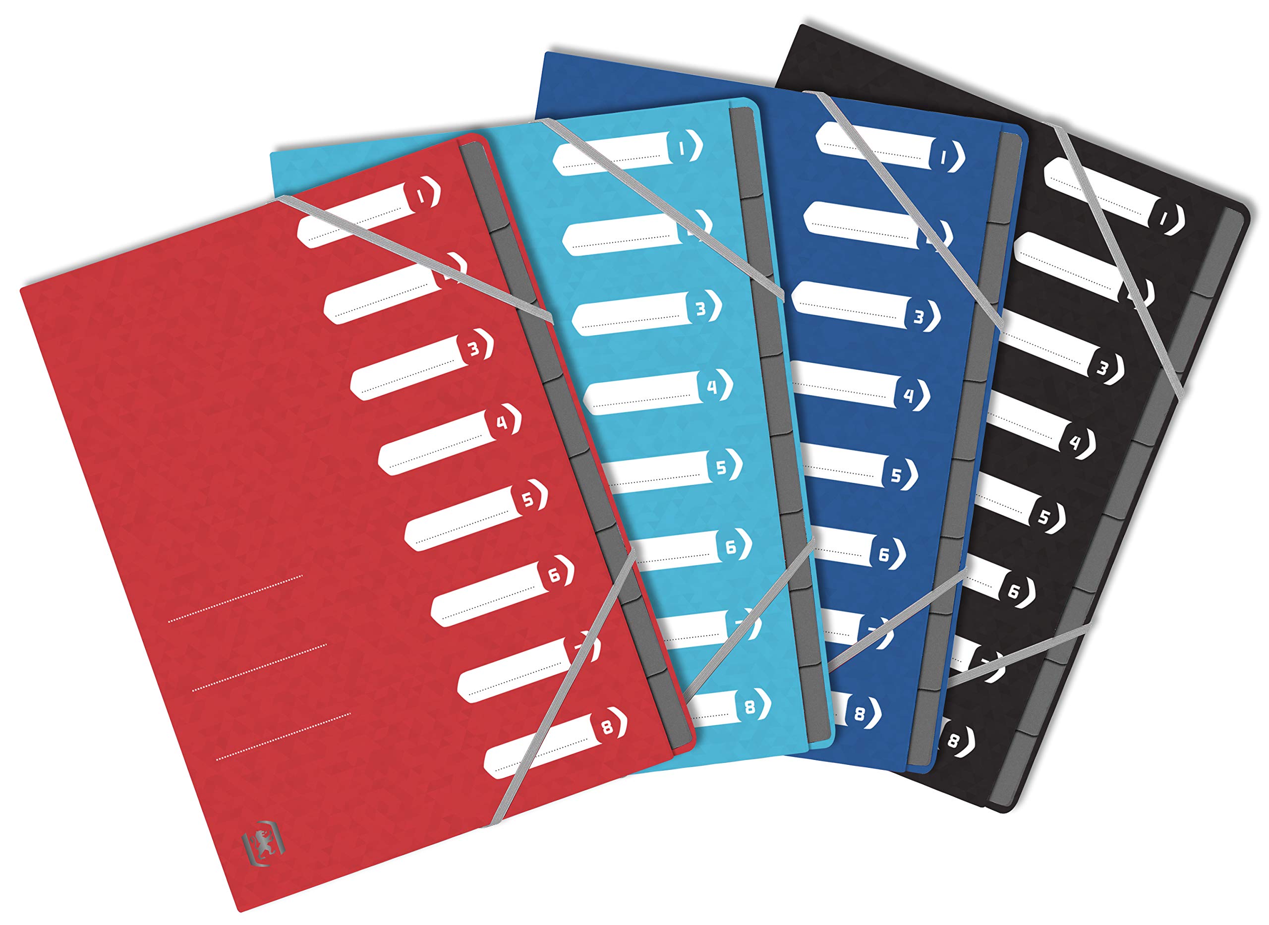 OXFORD TopFile+ 8 Compartments A4 Size Elastic Closure Multistrate Cover Clip Assorted Colours