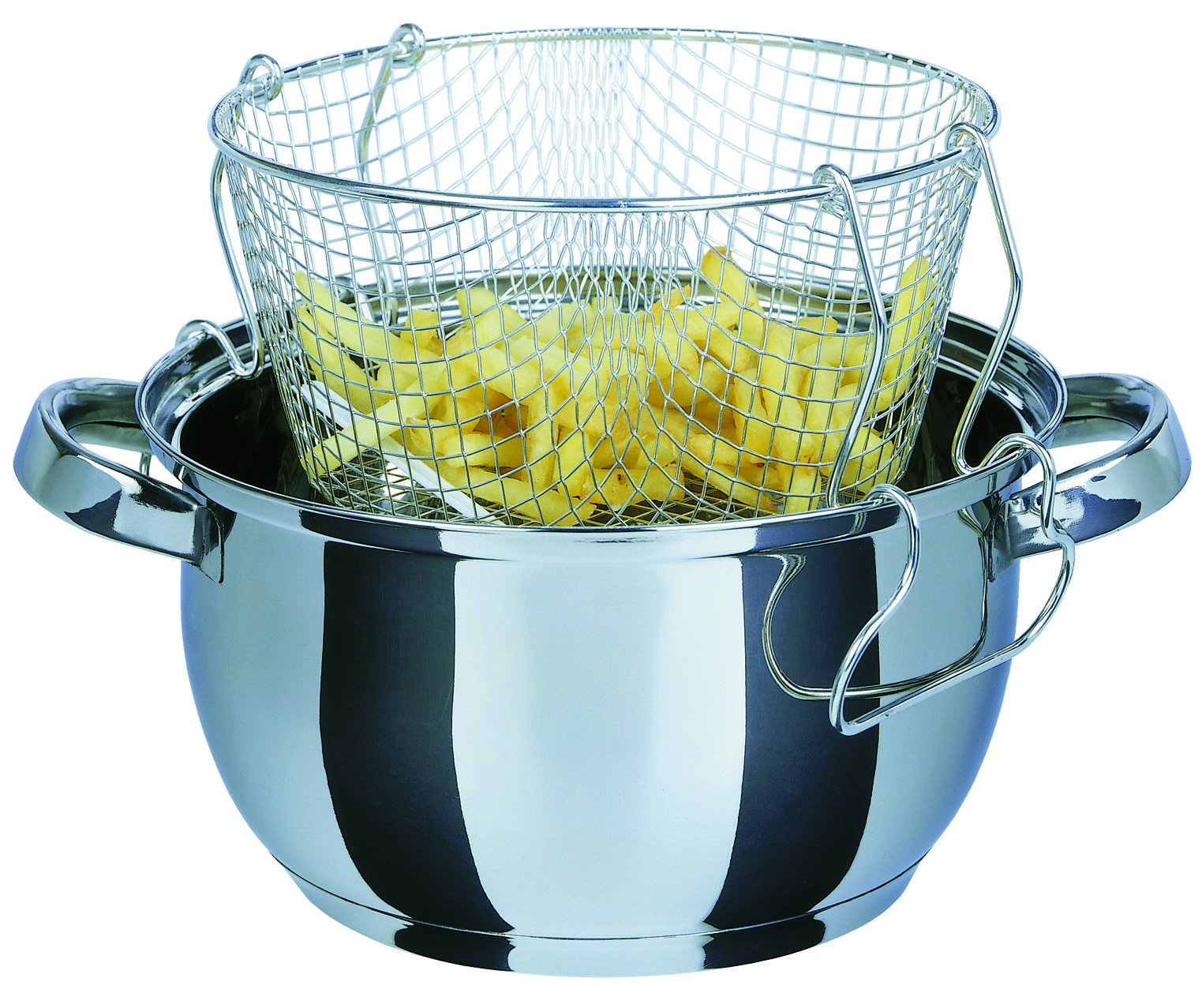 GSW Stahlwaren GmbH Stainless Steel French Fries Pot, Silver, 22 x 11.5 cm, 3 Litre