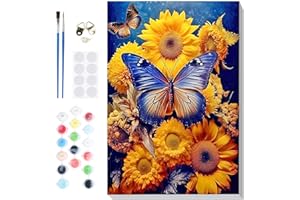 VINDIJA Paint by Numbers Kit for Adults Kids, Butterfly Adults' Paint by Number Kits on Canvas Framed, Color by Numbers for Adults, Arts Crafts Kits for Girls Ages 8-12 Adults, 8x12in