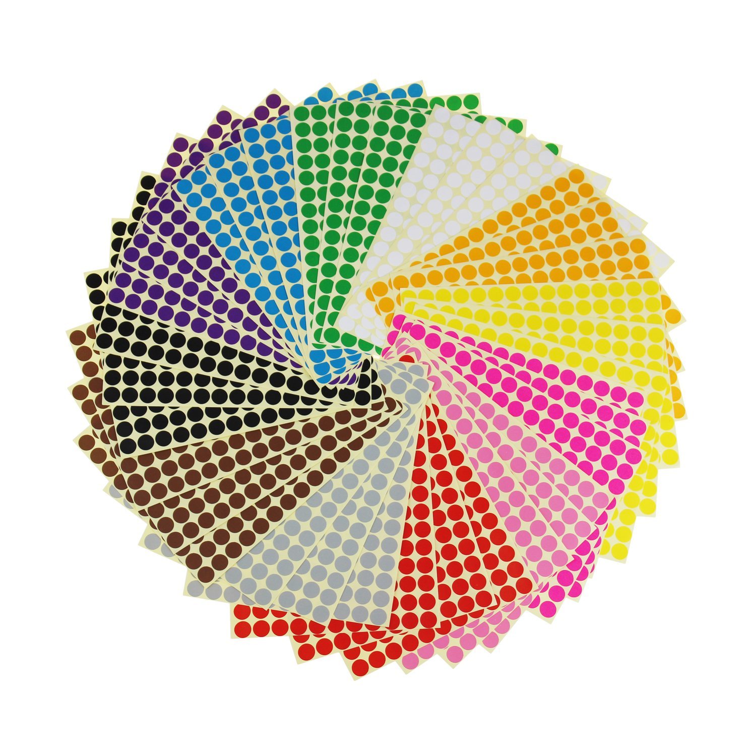 LJY 5940 Pcs Round Stickers 10mm, 12 Assorted Colours Dot Stickers, Self Adhesive Coloured Sticky Labels for Colour Coding, Calendars, Wall Planners and Office Filing (12 Sheets)