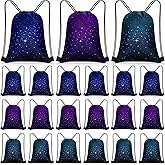 Censen 24 Pcs Starry Sky Drawstring Bags Set Bulk 12 x 10 Inch Waterproof Beach Bags for Girls Boys Kids Starry Galaxy Theme Party Birthday Party Favor Bags Supplies
