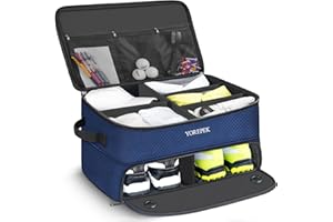 YOREPEK Large 2 Layer Golf Trunk Organizer for 2 Size 14 Pair Shoes, Car Golf Locker with Separate Ventilated Compartment, Go