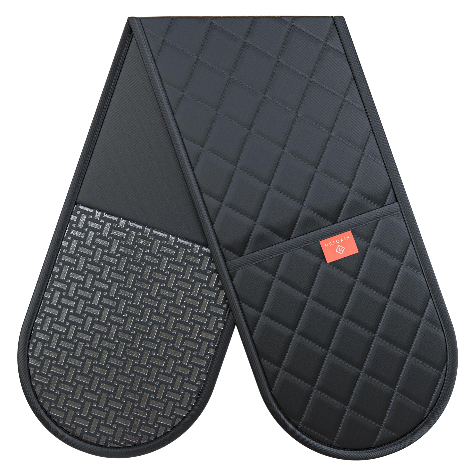 Black Oven Gloves Heat Resistant by Kiyotsu: Premium, Double Quilted Protection for Your Kitchen