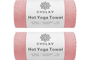 CYCLXY 2 Pack Hot Yoga Towels,Yoga Towels for Hot Yoga Non Slip,Microfiber Super-Absorbent Yoga Mats Towel, Pilates,Bikram,Yoga Gear, Lint Free Long Bath Towels,Waffle Bath Towels for Bathroom