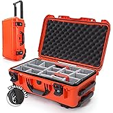 NANUK 935 Hard Case with Padded Divider – Waterproof Equipment Case with Wheels, 22” x 14” x 9” – Dustproof and Impact Resistant, Airline Carry-On Approved – Orange