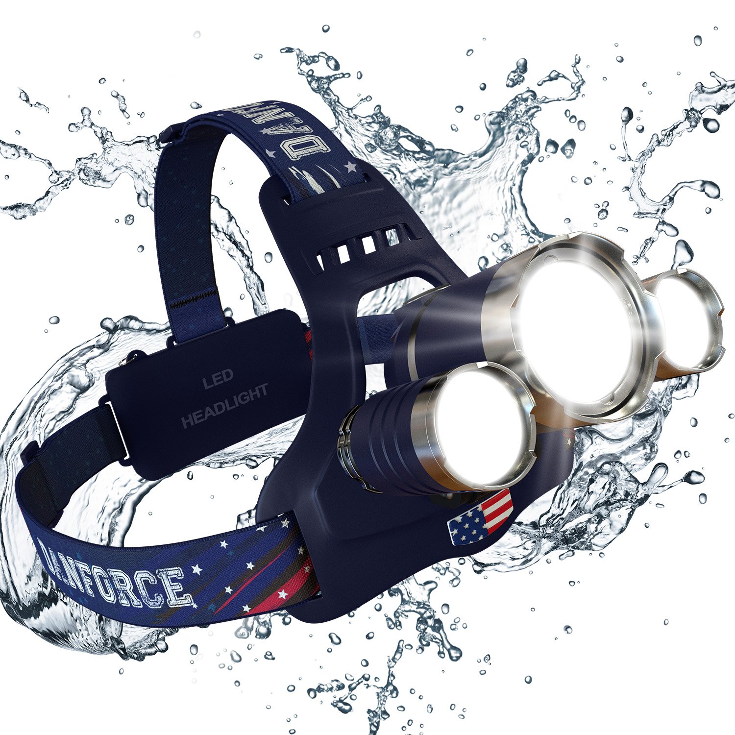 DanForce Headlamp, Brightest Head Lamp Providing 1080 Lumens with 3