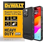 DEWALT Heavy Duty Strong Magnetic for iPhone 15 Pro Max Case, Fits MagSafe, Drop Resistant, Impact Protective Back Cover, Shockproof Slimfit for iPhone 15 ProMax Phone Case, Matte Black