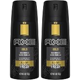 Axe Gold Oud Wood and Dark Vanilla Deodorant Body Spray 4.0 oz (Pack of 2)