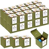 AojSup 36 Pcs Wedding Favor Boxes with Thanks Card, 2.56 Inch Square Flower Candy Boxes Paper bridal shower favor box for Guests Wedding Bridal Shower Birthday Party Anniversary (Green)