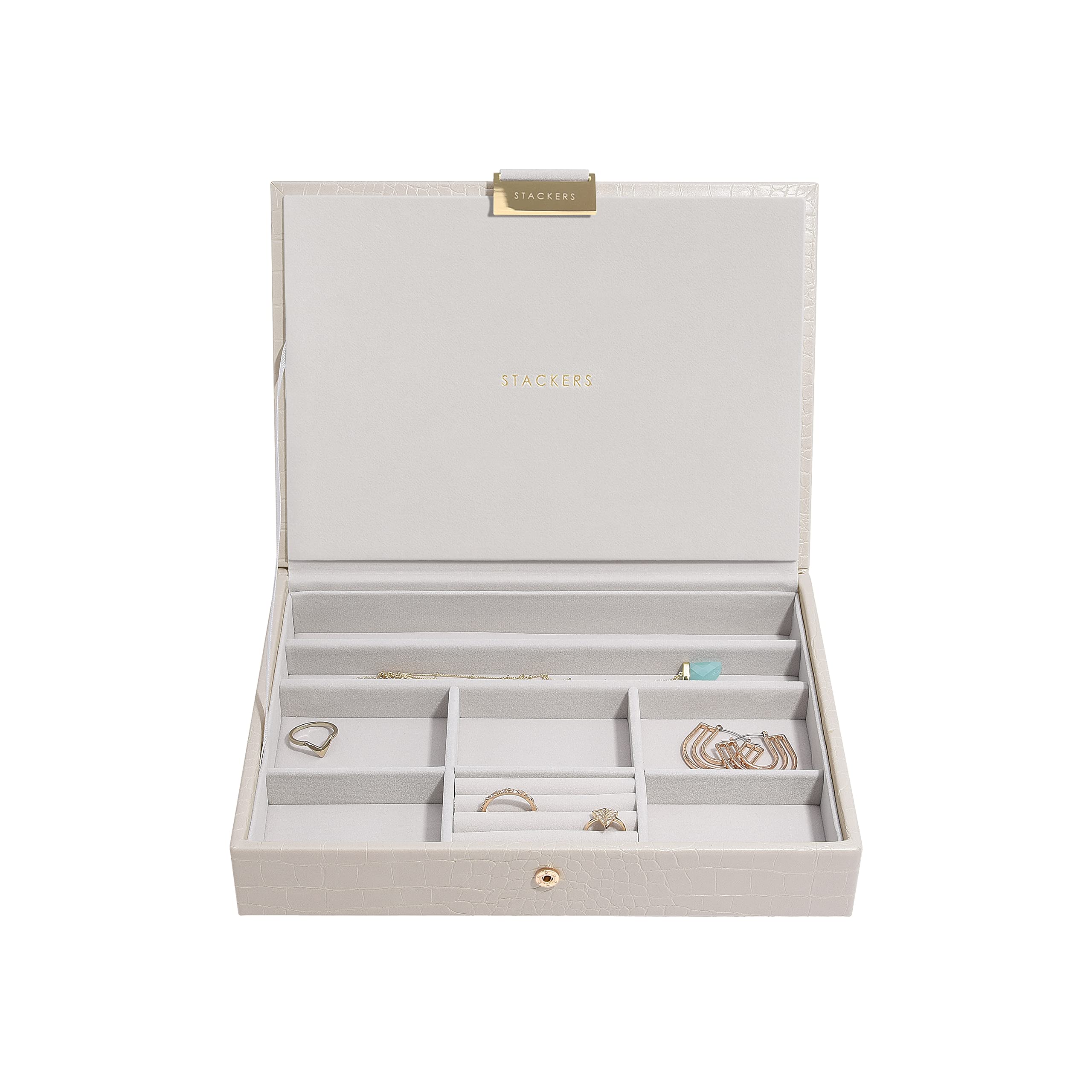 Stackers Putty Croc Textured Classic Medium Jewellery Box Lid