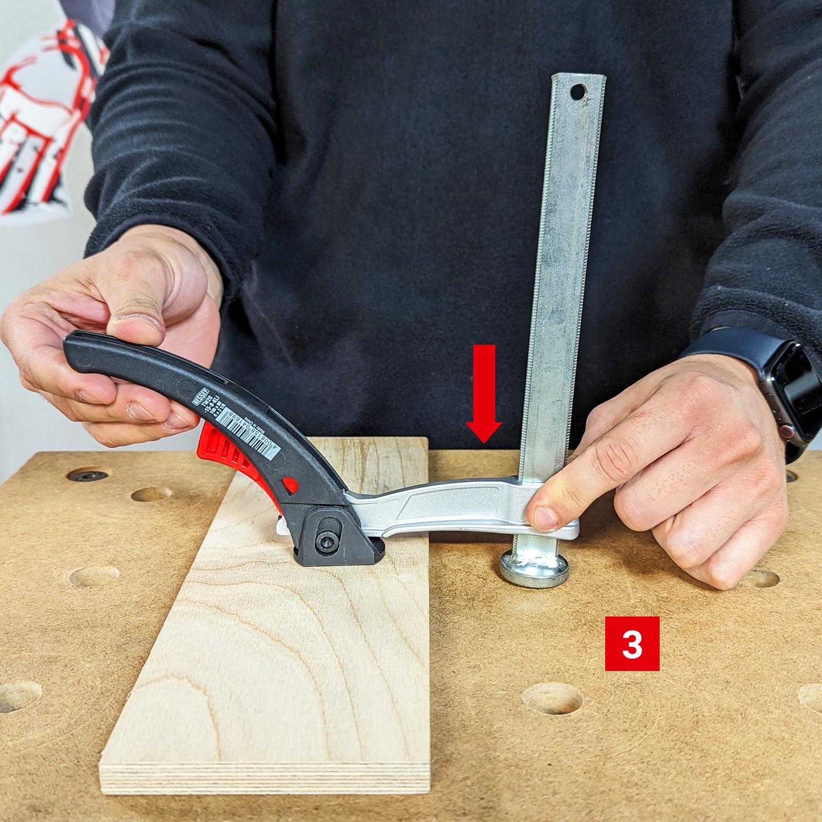 BESSEY Spannelement für Multifunktionstische TW20-15-8KLI-SET, Stabiler Gleitbügel aus leichtem Magnesium zum schnellen und vibrationssicheren Spannen, Gewicht 0,62 Kg 4