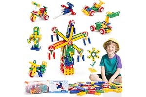 cossy STEM Building Toys for Kids, Construction Building Blocks, Educational Toys for 3-5 4-8 5-7 6-8 Year Old, Creative Games, Engineering, STEM Kits, 208 Pcs