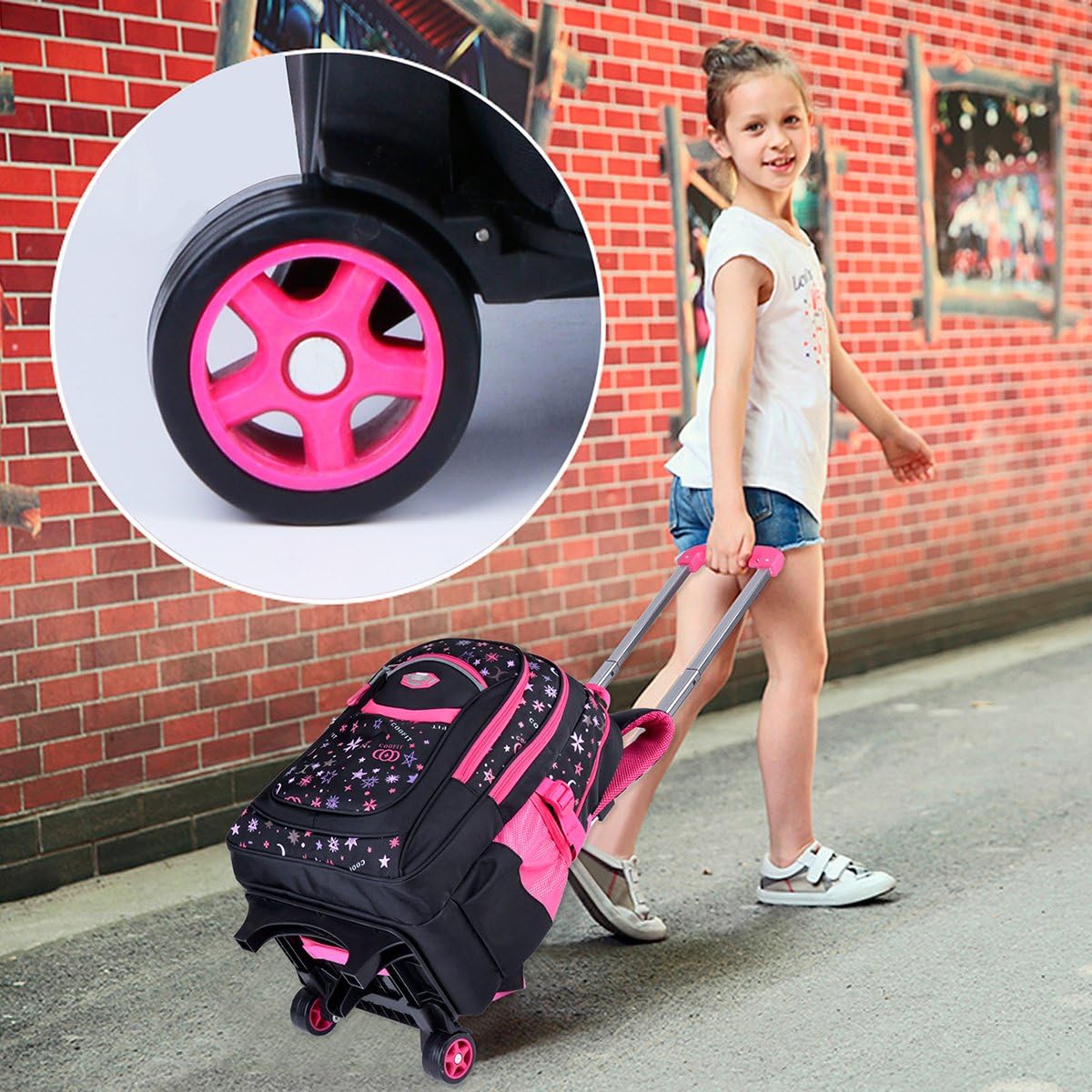 COOFIT Backpack with Wheels School Bags Girls Backpacks for School ...