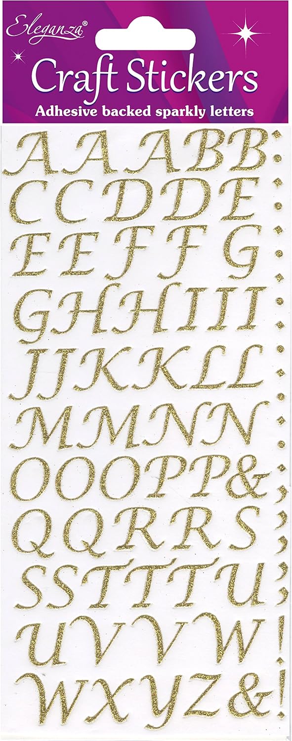 Eleganza Alphabet Set, Synthetic Material, Gold, 16.5 x 7.6 x 0.2 cm