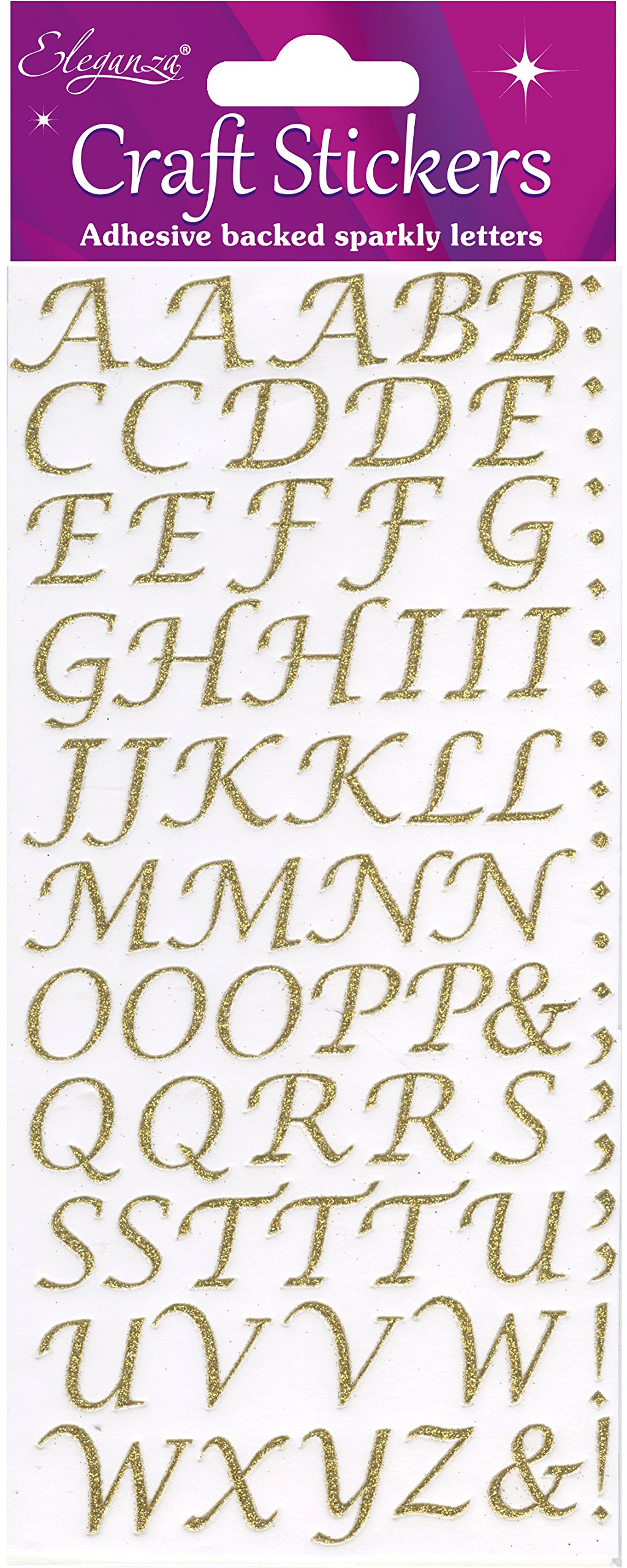 Eleganza Alphabet Set, Synthetic Material, Gold, 16.5 x 7.6 x 0.2 cm