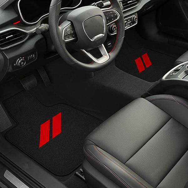 4PCS CAR FLOOR MATS FOR DODGE CHARGER DURANGO CHALLENGER JOURNEY NON-SLIP ALL WEATHER FLOOR MAT WATERPROOF SKIN-FRIENDLY FRONT & REAR PROTECTOR LINERS PAD FOR ALL DODGE MODELS ACCESSORIES(RED TRIM)