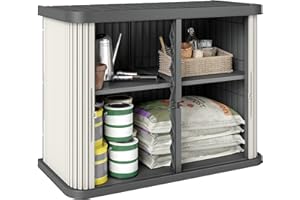 Outsunny 127 Gallon Outdoor Storage Cabinet, Plastic Storage Shed, Splash-Resistant & UV Resistant Garden Storage Container f