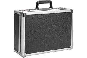 Vilcjson Locking Briefcase - Lockable Attache Case for Laptop & Documents, Dual Combination Locks, 18.9 “x14.6 ”x6.3 Business Aluminum Frame Hard Case for Professionals, Businessmen, Lawyers - Black