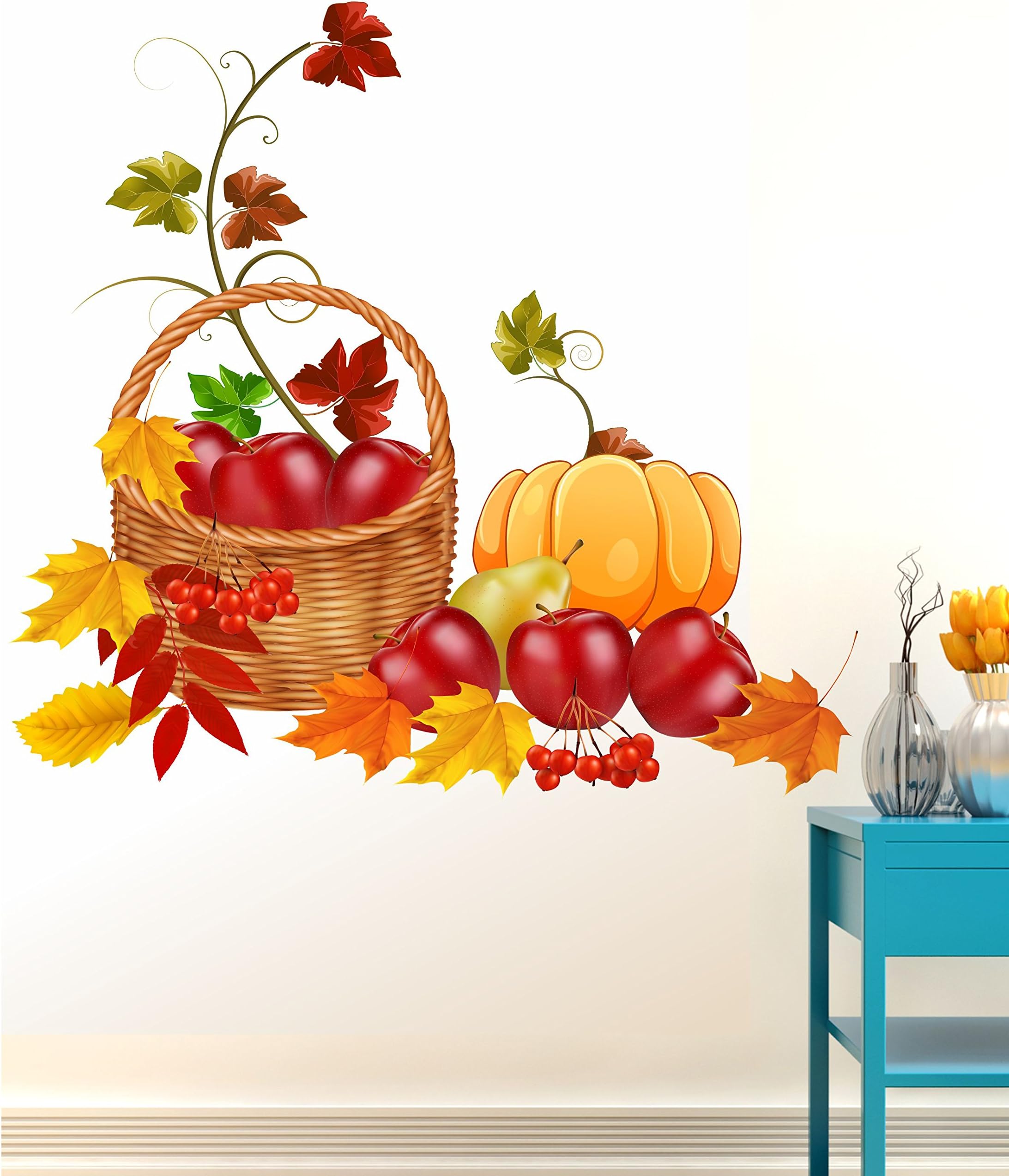 Happy Walls eat Healthy, PVC vinyl, Wall Stickers, Standard Size, Multicolor