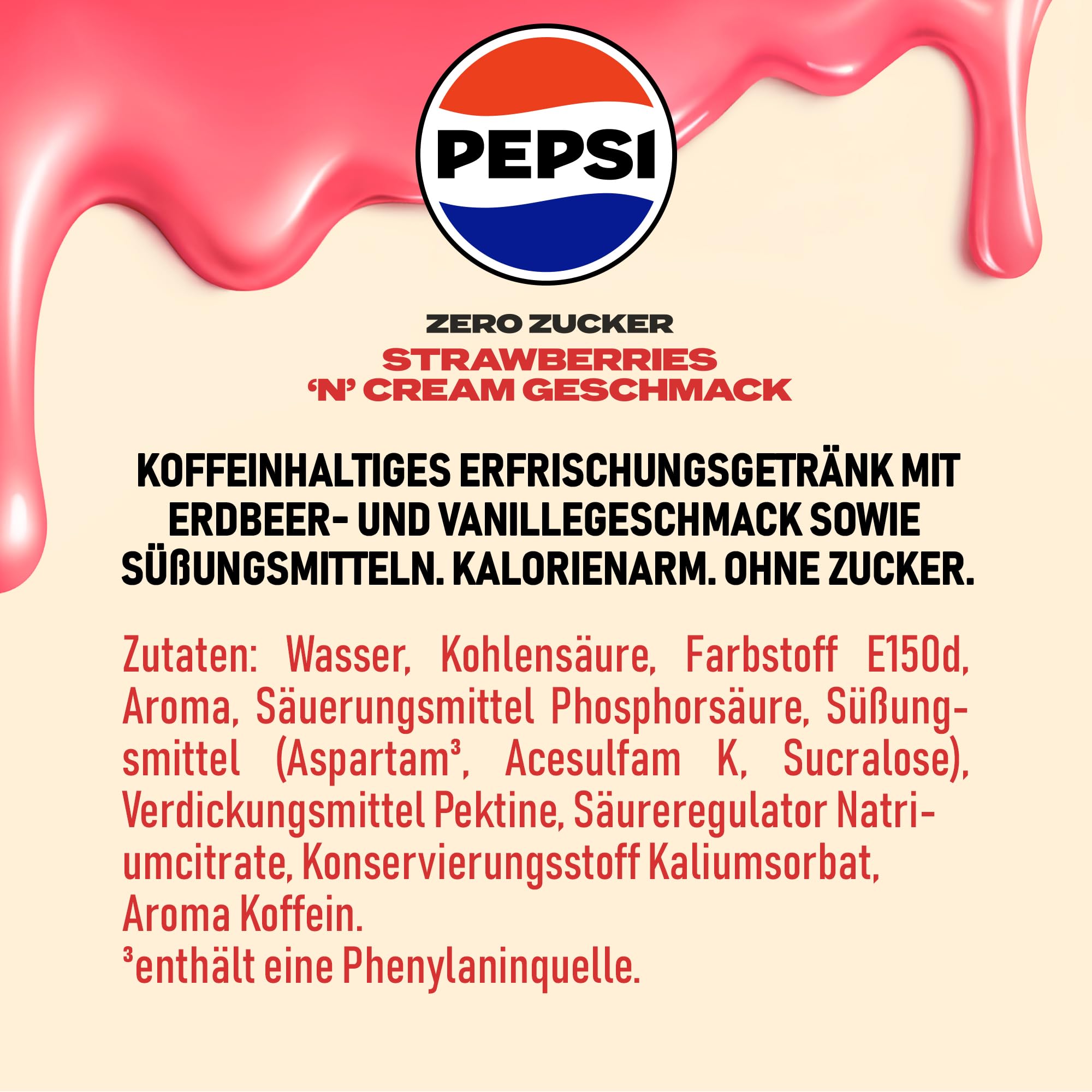 Pepsi Zero Zucker Strawberry 'n' Cream Geschmack in der Dose, Einweg (24x0,33l) 3