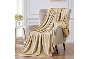 Walensee Fleece Blanket Plush Throw Fuzzy Lightweight (XL-Twin Size 66x90 Tan Camel/Taupe) Super Soft Microfiber Flannel Blan