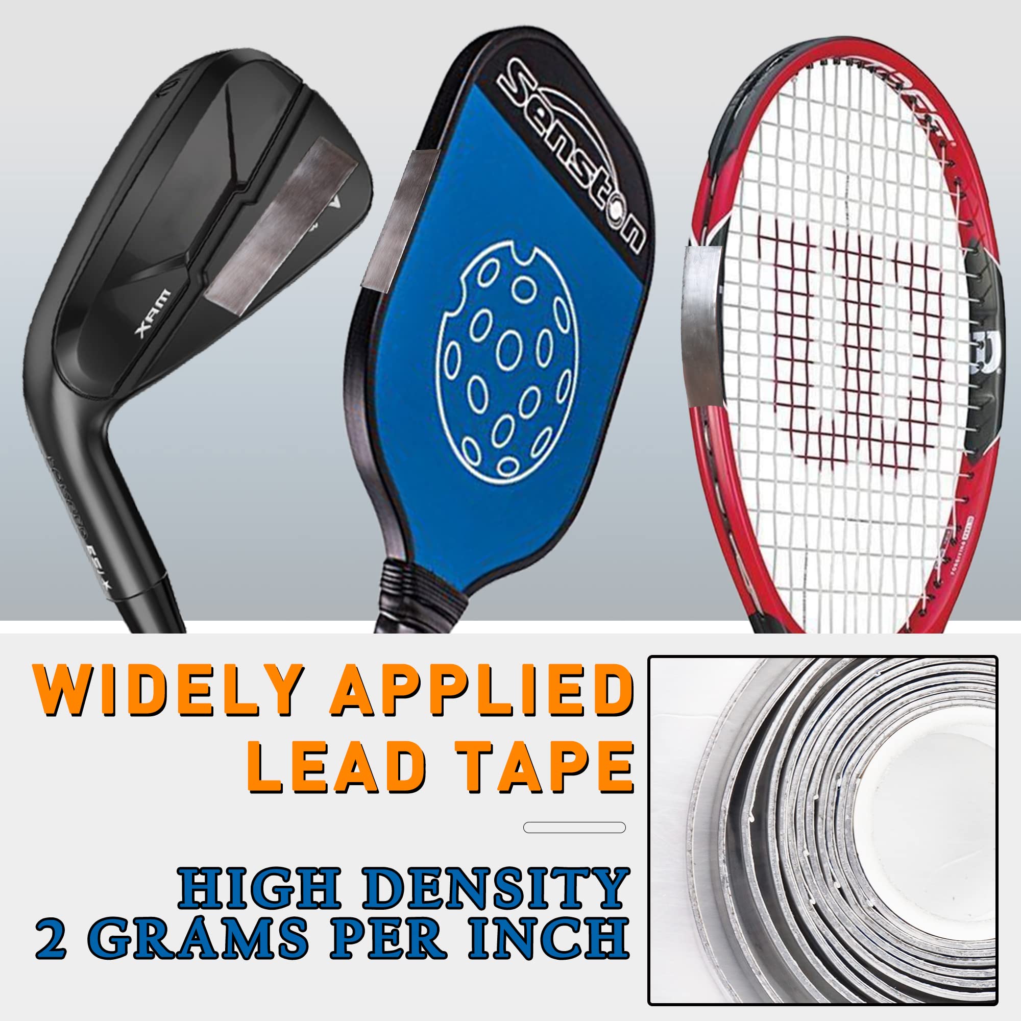 2 Grams Per Inch Golf Lead Tape | 1/2''x 60'' Adhesive Lead Tape | Add Swing Weight for Golf Tennis Racket Pickleball Paddle Adjust Weight