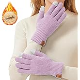 GoxRunx Winter Gloves for Women,Touchscreen Elastic Cuff Warm Knit Womens Gloves With Soft Thick Fleece Lining