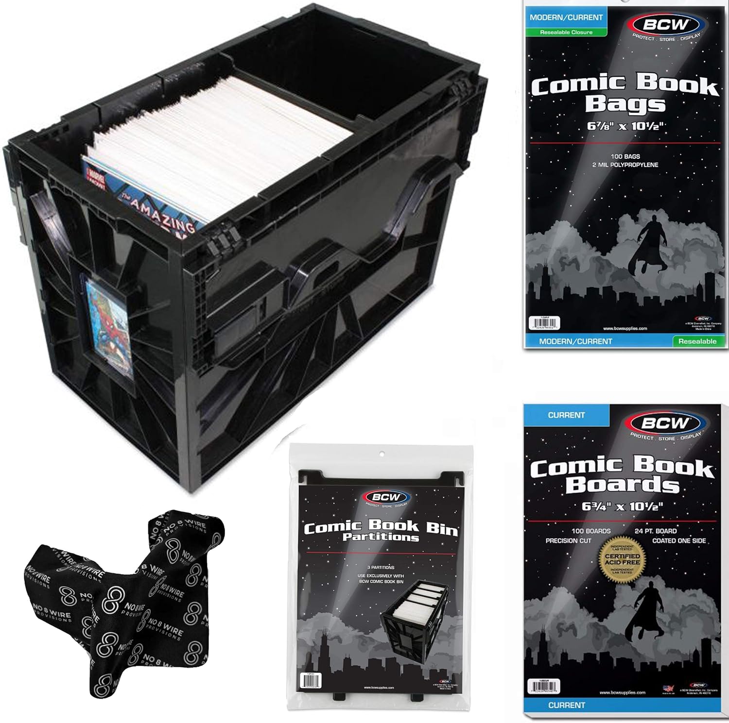BCW Starter Comic Book Storage Kit Storage Box, Dividers, Resealable
