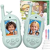 Video Walkie Talkies for Kids-2 Pack, Kids Walkies Talkies with Voice Changer & Sticker Effect, Rechargeable Long RangeIndoor Toys for Outdoor Camping, Hiking, Birthday Gift for Boys Girls Ages 3-12