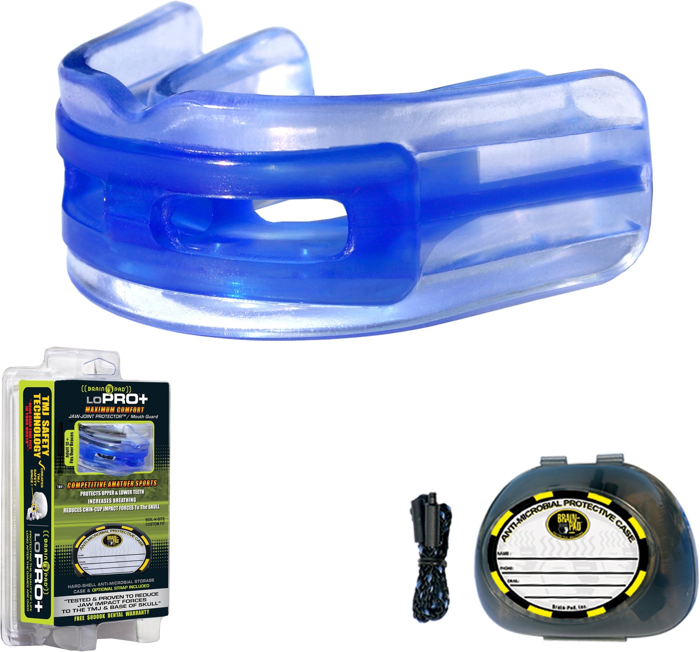 Brain-Pad LoPro+ Double Laminated Strap/Strapless Combo in one Mouthguard