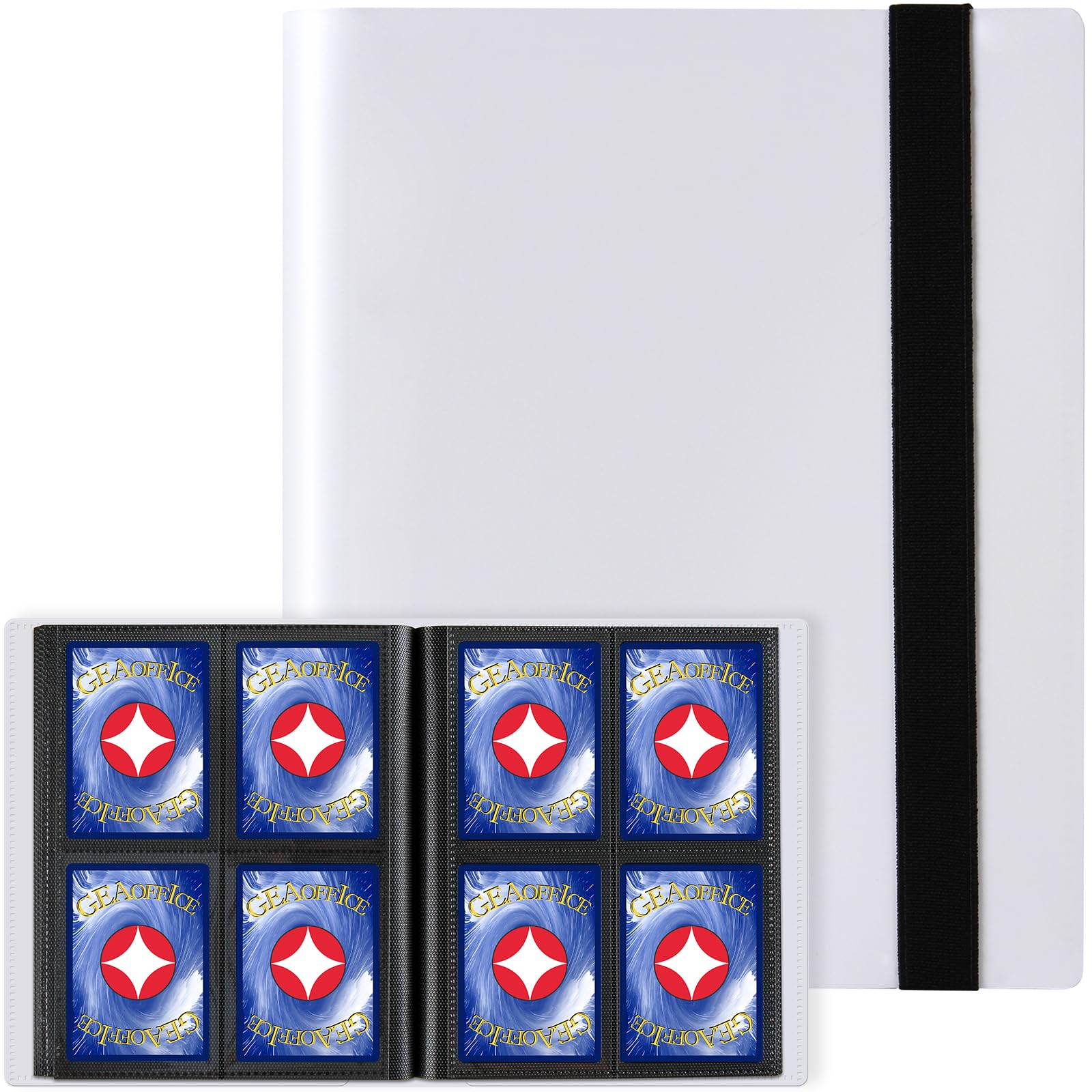 Photo 1 of GEAoffice Small Card Binder - 4 Pocket Trading Card Collection Album Folder - 160 Side Loading Pocket Binder for TCG, MTG, Sports & Game Cards - Gifts for Card Collectors (White)