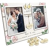 A'arkaJ Then & Now Anniversary Picture Frame, 1–99 Years Double 4x6 for Two Photos (3 Colors), Rustic Anniversary Wedding Gift for Couples, Husband & Wife, Parents