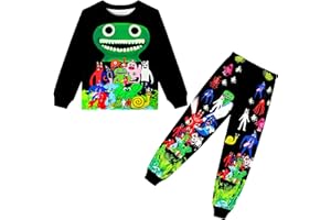 SHDEMY Boys Girls Garten of Banban Pants Set Kids Horror Game Monster Tee Shirt 2PCS Long Sleeve Cartoon Party Outfit