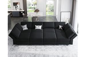 Belffin Modular Sectional Sofa with Storage Chaises Sectional Sleeper Sofa Couch 8 Seat Sectional Sofa Bed Black