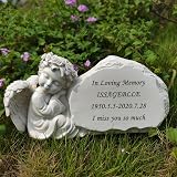 Personalized Memorial Garden Stones with Angel Statue - Custom Engraved view 6