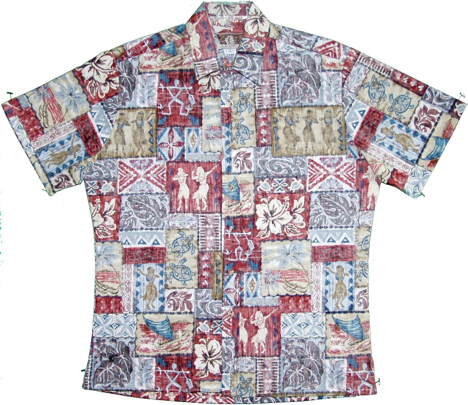 RJC MenHula Girl Honu Turtle Outrigger Peached Cotton Blend Reverse Shirt