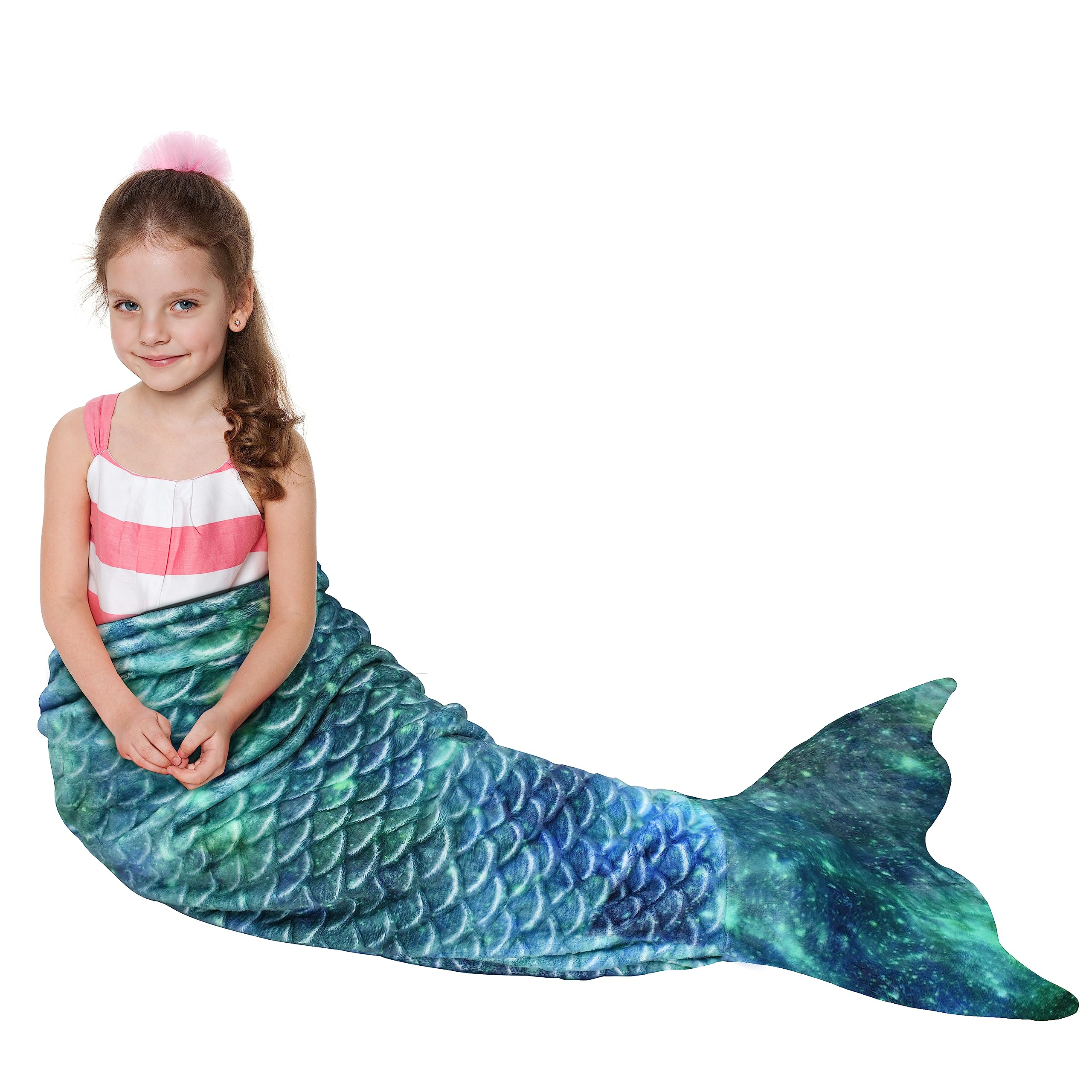Catalonia Kids Mermaid Tail Blanket, Cozy Mermaid Sleeping Bag for Girls, Fish Scale Pattern, Mermaid Gift for Girls