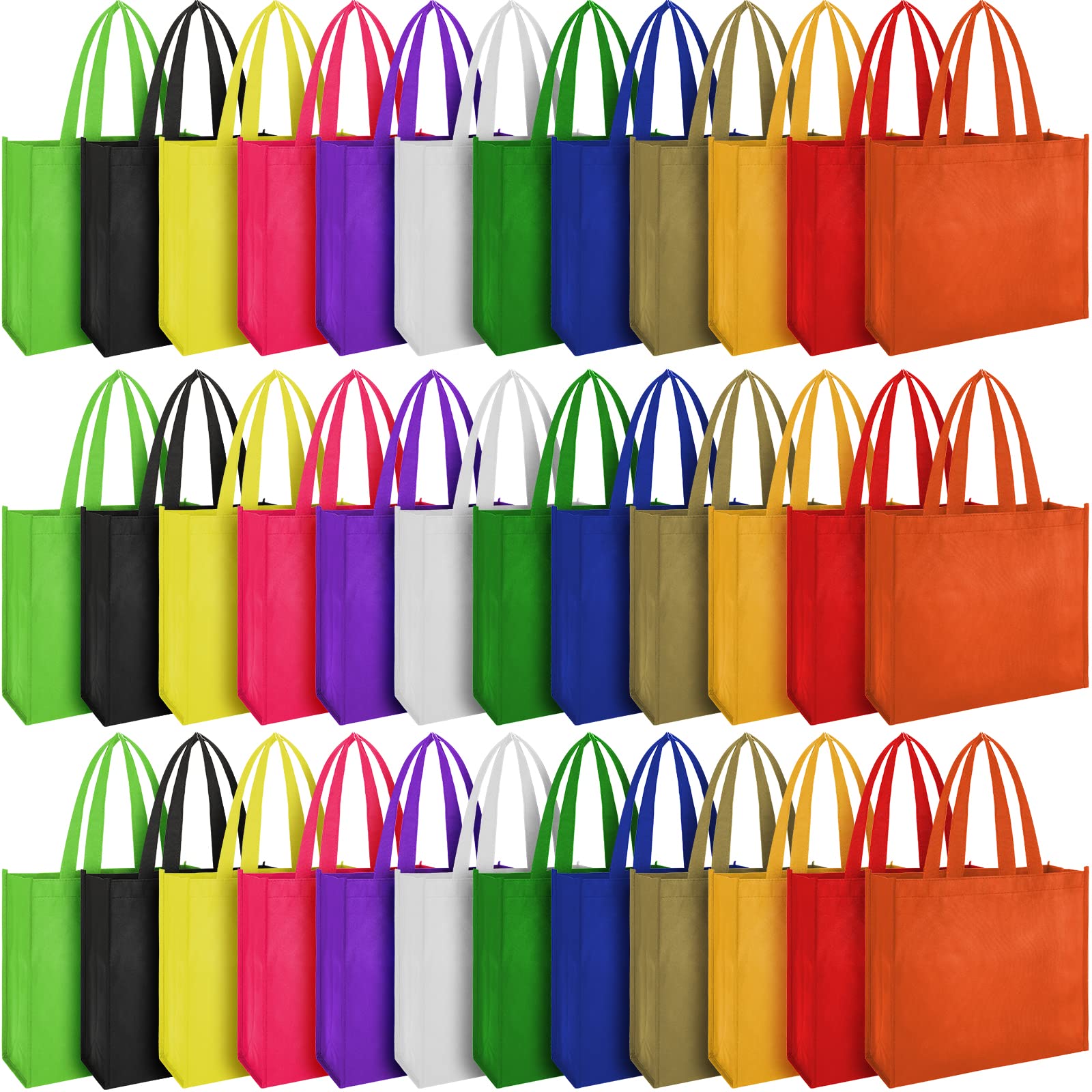 Photo 1 of 36 Pack Reusable Gift Bags Multicolor Tote Bags with Handles Foldable Non Woven Tote Bags Fabric Cloth Treat Bags for Shopping Gifts Groceries Birthdays Party Supermarket Event
