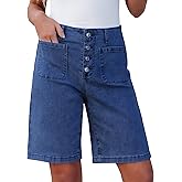Luvamia Women's Classic Blue High Waisted Bermuda Shorts Size Large