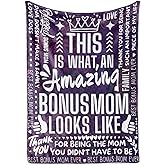 Huglanket Bonus Mom Stepmom Gifts, Soft Throw Blanket for Mother's Day Birthday Christmas from Stepdaughter Stepson, Amazing, 50x65 Inches