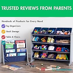 Humble Crew 4-Tier Kids Bookshelf, Grey Wood/Navy