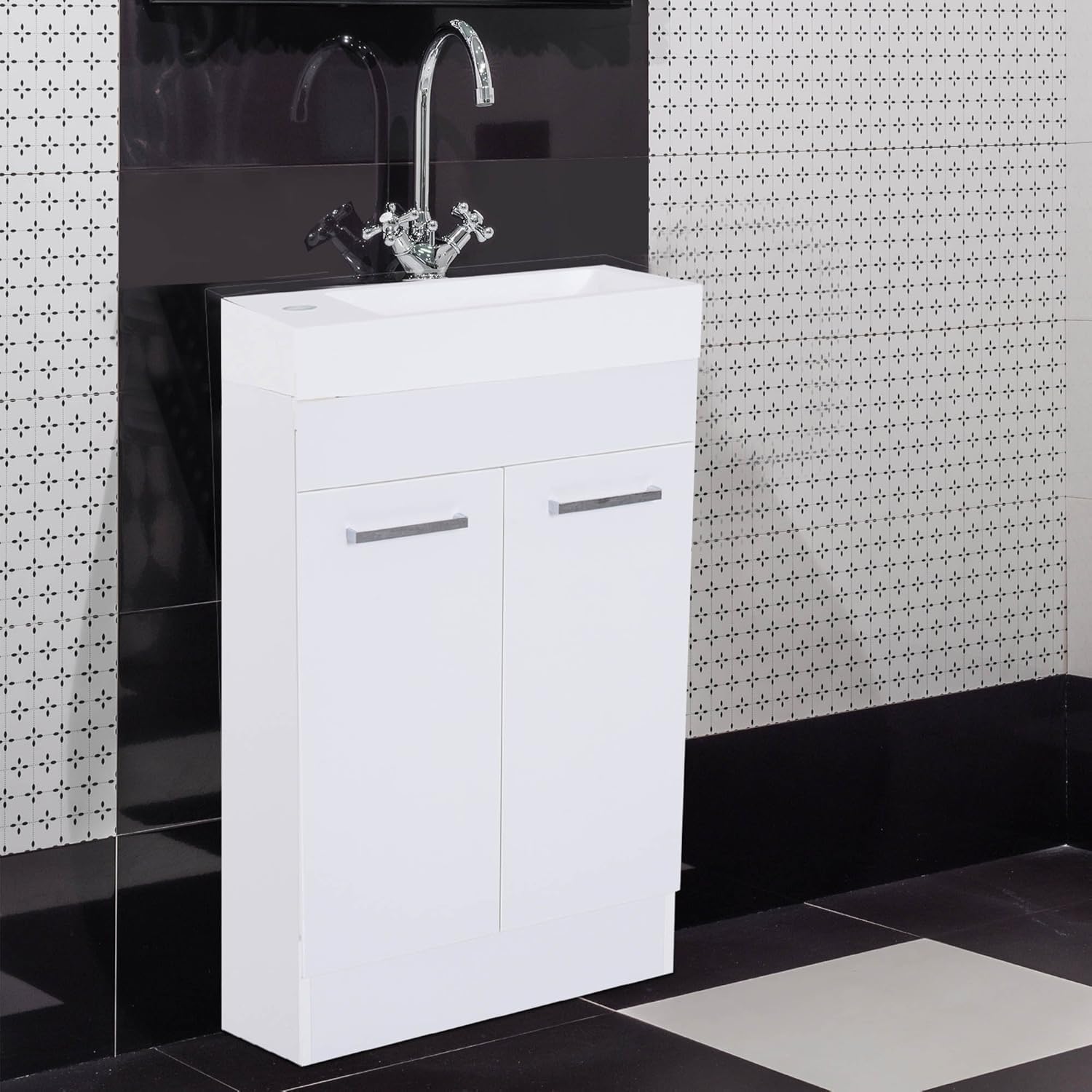 kleankin Under Sink Bathroom Vanity Unit Ceramic Basin Sink Cloakroom ...