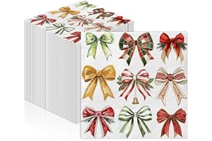 ZUQMZUQ 100pcs Christmas Paper Napkins Xmas Bells Bow Luncheon Napkins Disposable Christmas Tableware Xmas Napkins Holiday Decorative Napkin for Holiday Party Supplies (5 x 5 Inch)