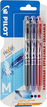 Pilot Frixion Clicker Retractable Erasable Rollerball 0.7 mm Pack of 3