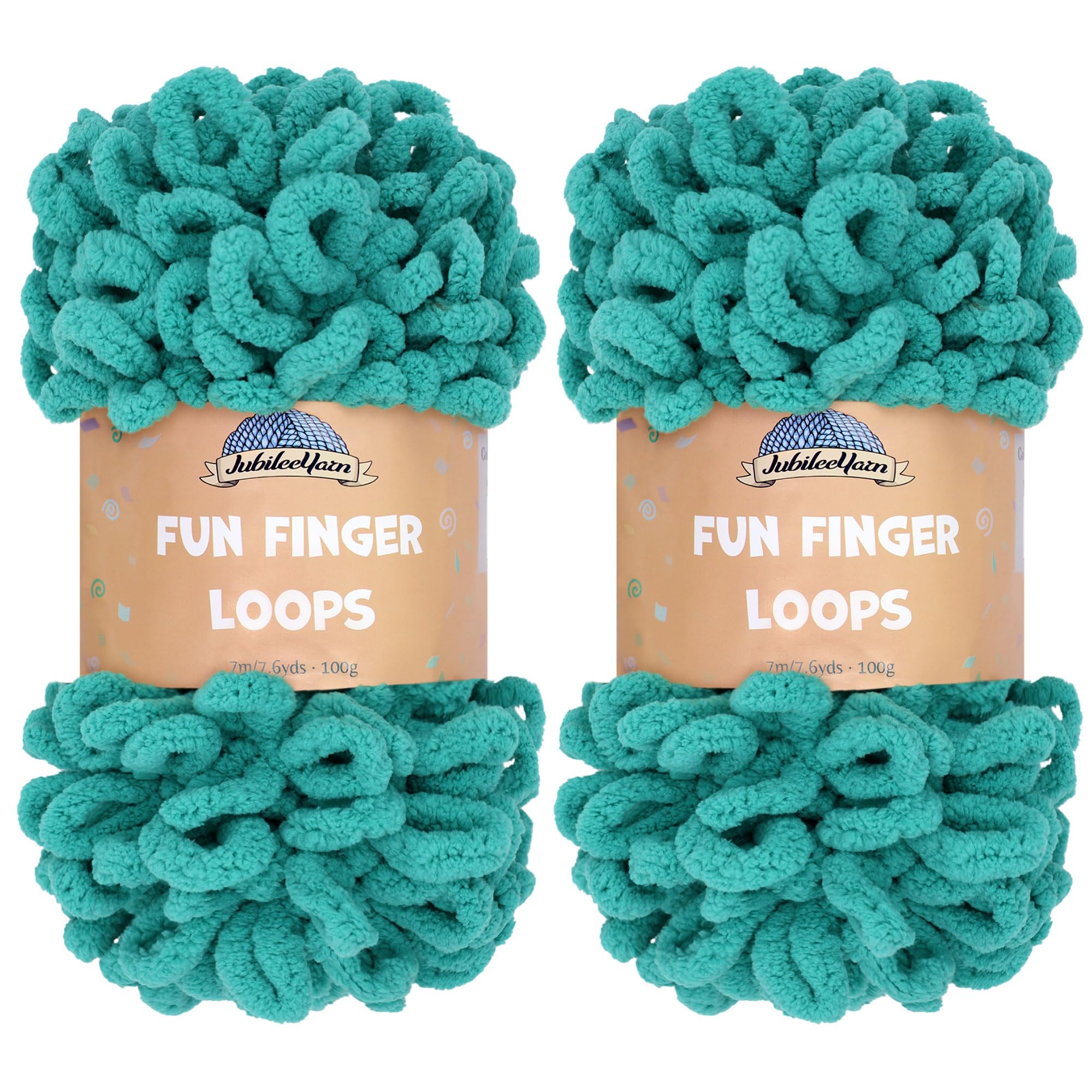 JubileeYarn Fun Finger Loops Yarn - Polyester Jumbo Weight Loop Yarn - 100g/Skein - Aquamarine - 2 Skeins