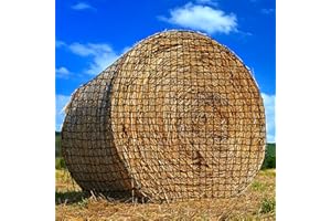 NizHome Round Bale Hay Net, 6x6FT Knotless Hay Nets for Horses Slow Feed, Heavy Duty Livestocks Haynet for Round Bale 4x4-6x6 or Square Bale 3x3x4-4x4x8
