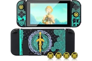 ITONGGUYUKI Dockable Protective Case Compatible with Switch, Hard Shell Case cover for Switch and Joy-Con Controllers with 4 Thumb Grips,Zelda Switch Carrying Case (Zelda tears of The Kingdom)