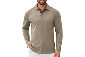 COOFANDY Mens Long Sleeve Polo Shirts Button Casual Tee Collared Work Pullover Shirts