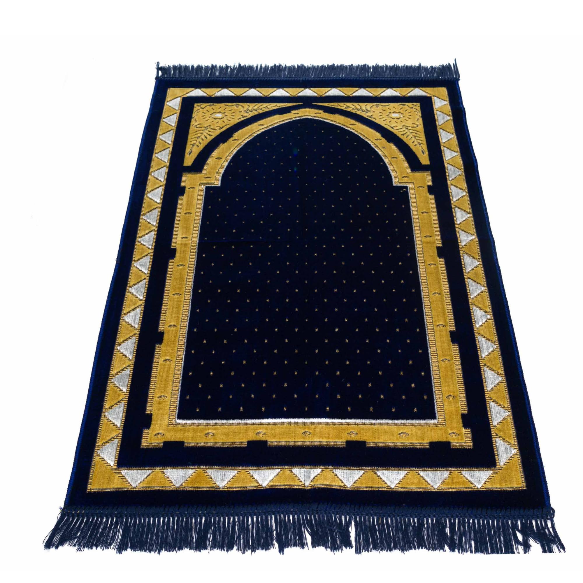 homeart Muslim Prayer Rug, Soft Plush Thin Islamic Prayer Mat, Janamaz, Sajada, Praying Carpet, Islamic Gift for Men & Women, Ramadan Eid Hajj Gift, Taif Pattern, Navy